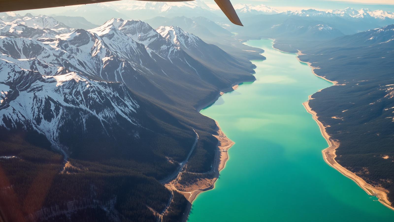 Aerial view of the Canadian Rockies from a WestJet flight